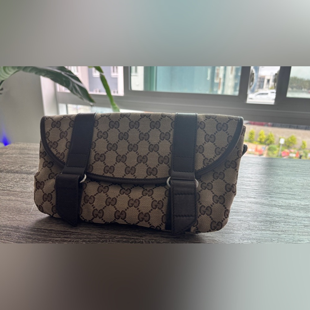 Gucci Brown and Brown Belt Bag with Signature GG Print